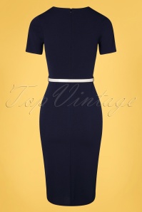 Vintage Chic for Topvintage - Sammy pencil jurk in marineblauw 4