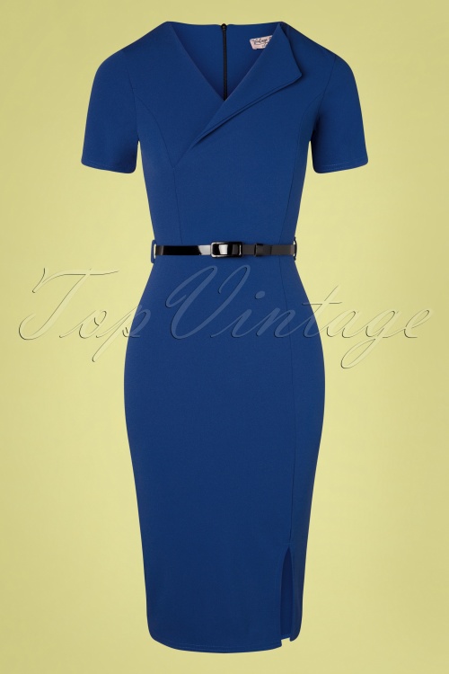 Vintage Chic for Topvintage - Viana Pencil Dress Années 50 en Bleu Roi