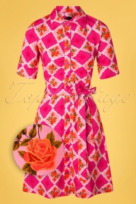 Tante Betsy - Doily Rose Button Down Kleid in Rosa
