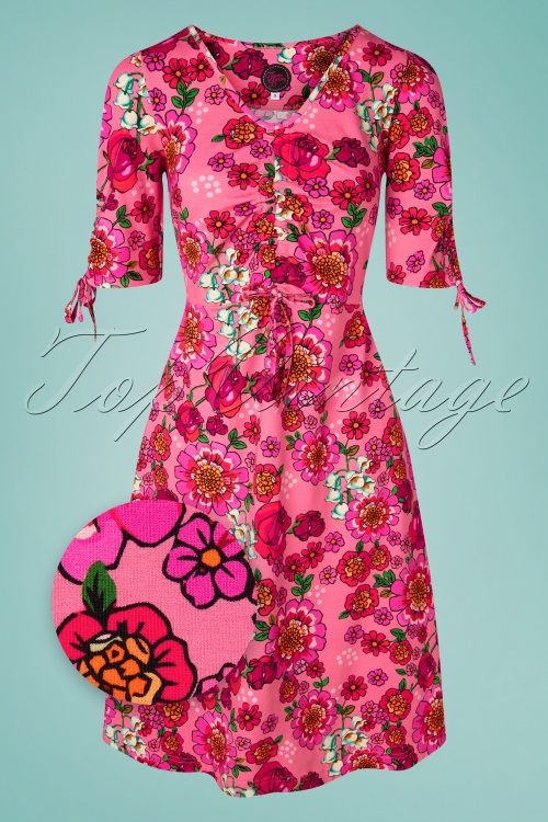 Tante Betsy - 60s Stralsund Mod Flowers Dress in Pink