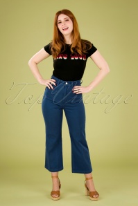 Mademoiselle YéYé - 70s Right On Trousers in Blue