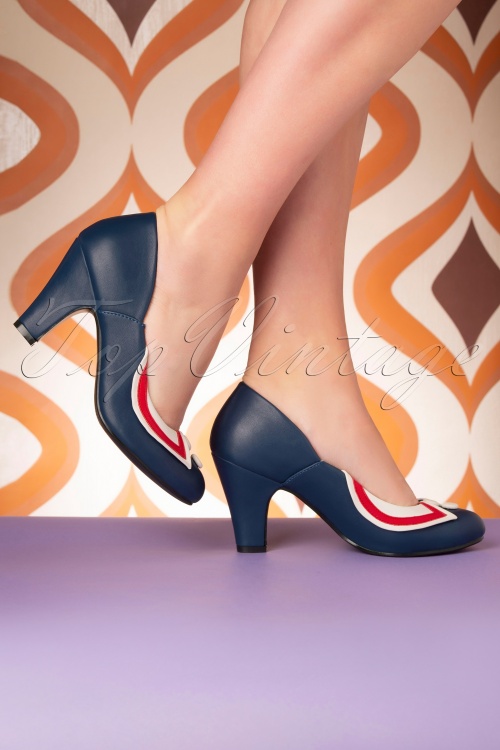 Banned Retro - 50s Titanic Pumps in Navy 3