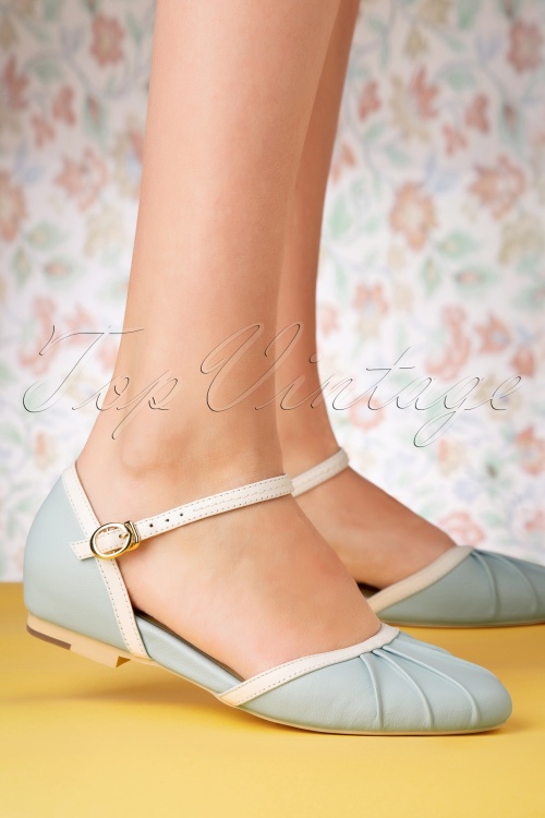 Charlie Stone - 50s Susie Mary Jane Flats in Baby Blue