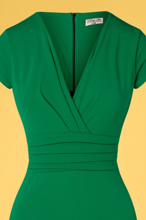 Vintage Chic for Topvintage - Kaylie pencil jurk in smaragd 3