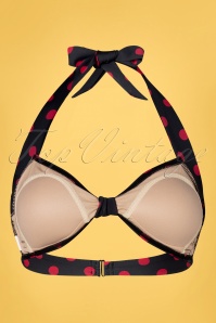Esther Williams - 50s Classic Polkadot Bikini Top in Black and Red 4