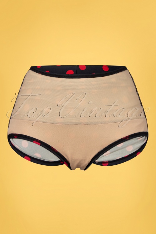 Esther Williams - Sarong polkadot bikinibroekje in rood en zwart 4