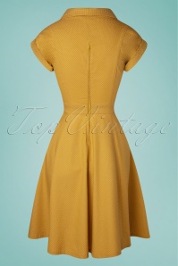 Banned Retro - 40s Spot Perfection Fit and Flare Swing Dress in Mustard 2