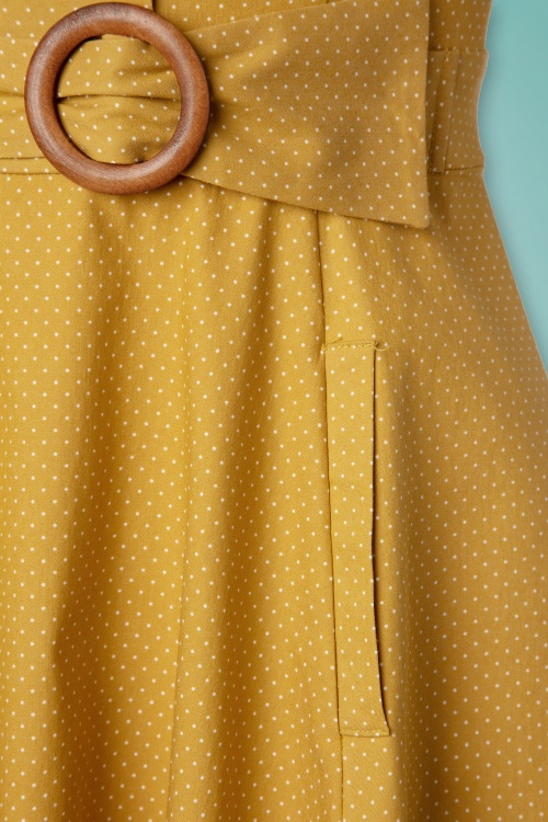 Banned Retro - 40s Spot Perfection Fit and Flare Swing Dress in Mustard 5