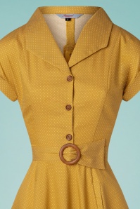 Banned Retro - 40s Spot Perfection Fit and Flare Swing Dress in Mustard 3