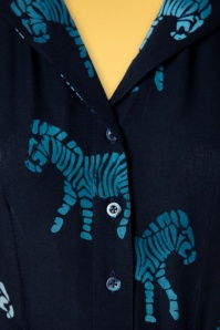 Sugarhill Brighton - Kendra Zebra Batik shirt jurk in marineblauw 5