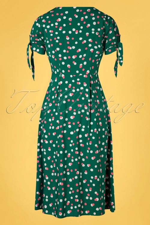 60s Veronica Dots Tea Dress in Green