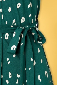 Sugarhill Brighton - Lisa Leopard Jersey Shirt Dress Années 60 en Vert 6