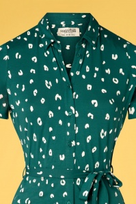 Sugarhill Brighton - 60s Lisa Leopard Jersey Shirt Dress in Green 3