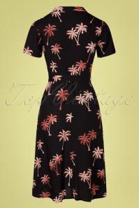 Sugarhill Brighton - Kendra Palm Tree Batik Shirt Dress Années 60 en Noir 4