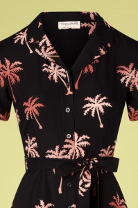 Sugarhill Brighton - Kendra palm boom batik shirt jurk in zwart 3