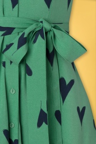 Sugarhill Brighton - Abby Hearts Shirt Dress Années 60 en Vert d'Eau 6