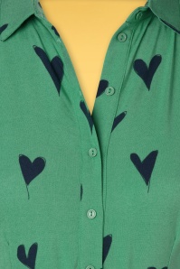 Sugarhill Brighton - Abby Hearts Shirt Dress Années 60 en Vert d'Eau 5