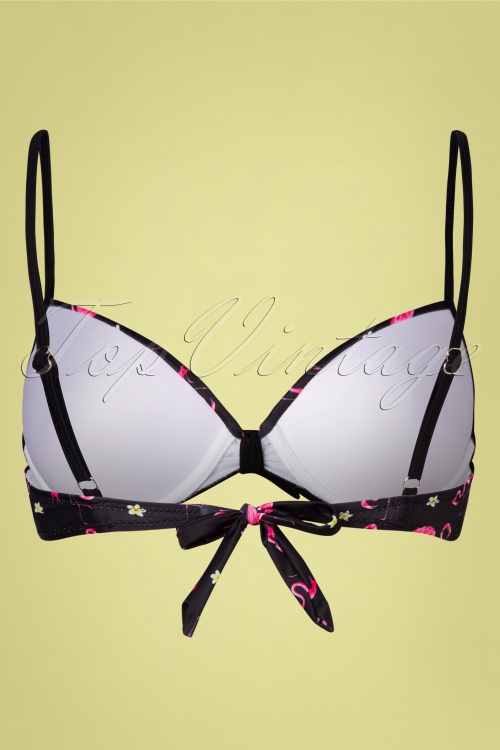 Belsira - Flamingo Bikini Top Années 50 en Noir et Rose 4