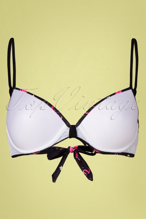 Belsira - 50s Flamingo Bikini Top in Black and Pink 5
