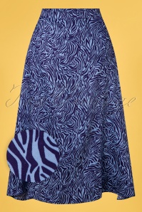 Sugarhill Brighton - Adelia Zebra Midi Skirt Années 60 en Bleu