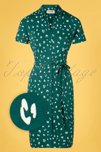Sugarhill Brighton - Lisa Leopard Jersey Shirt Dress Années 60 en Vert