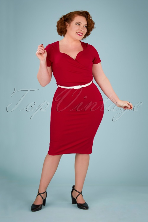 Vintage Chic for Topvintage - Kayla Pencil Dress Années 50 en Rouge Vif