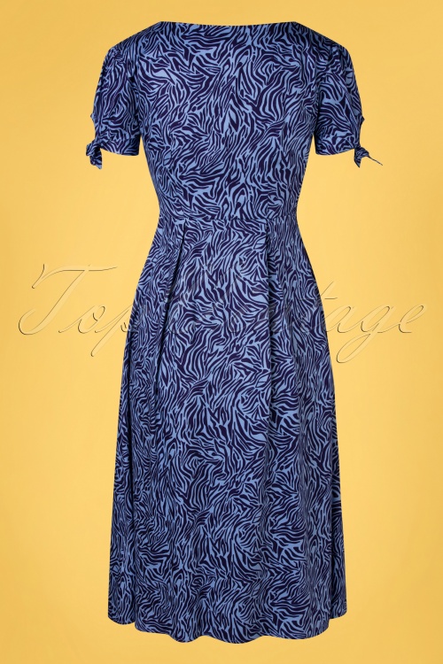 Sugarhill Brighton - 60s Veronica Zebra Tea Dress in Blue 3