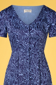 Sugarhill Brighton - 60s Veronica Zebra Tea Dress in Blue 4