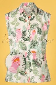 Sugarhill Brighton - Dora Tropical Shirt Années 60 en Crème
