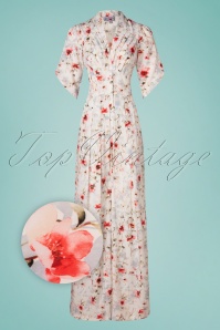 Miss Candyfloss - 50s Candy Floral Jumpsuit in Ivory White 3