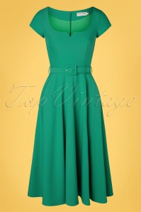 Zoe Vine - 50s Ivy Swing Dress in Turquoise