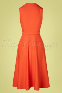 Zoe Vine - 50s Helen Shirt Swing Dress in Tangerine 2