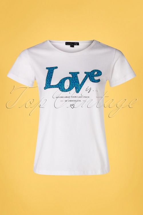 Smashed Lemon - Love T-Shirt Années 50 en Blanc