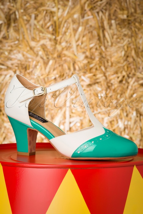 Lola Ramona ♥ Topvintage - 50s Ava Popsicle Pumps in Ivory and Jade