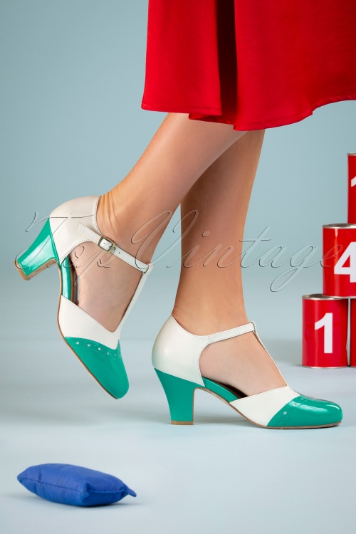 Lola Ramona ♥ Topvintage - 50s Ava Popsicle Pumps in Ivory and Jade 4
