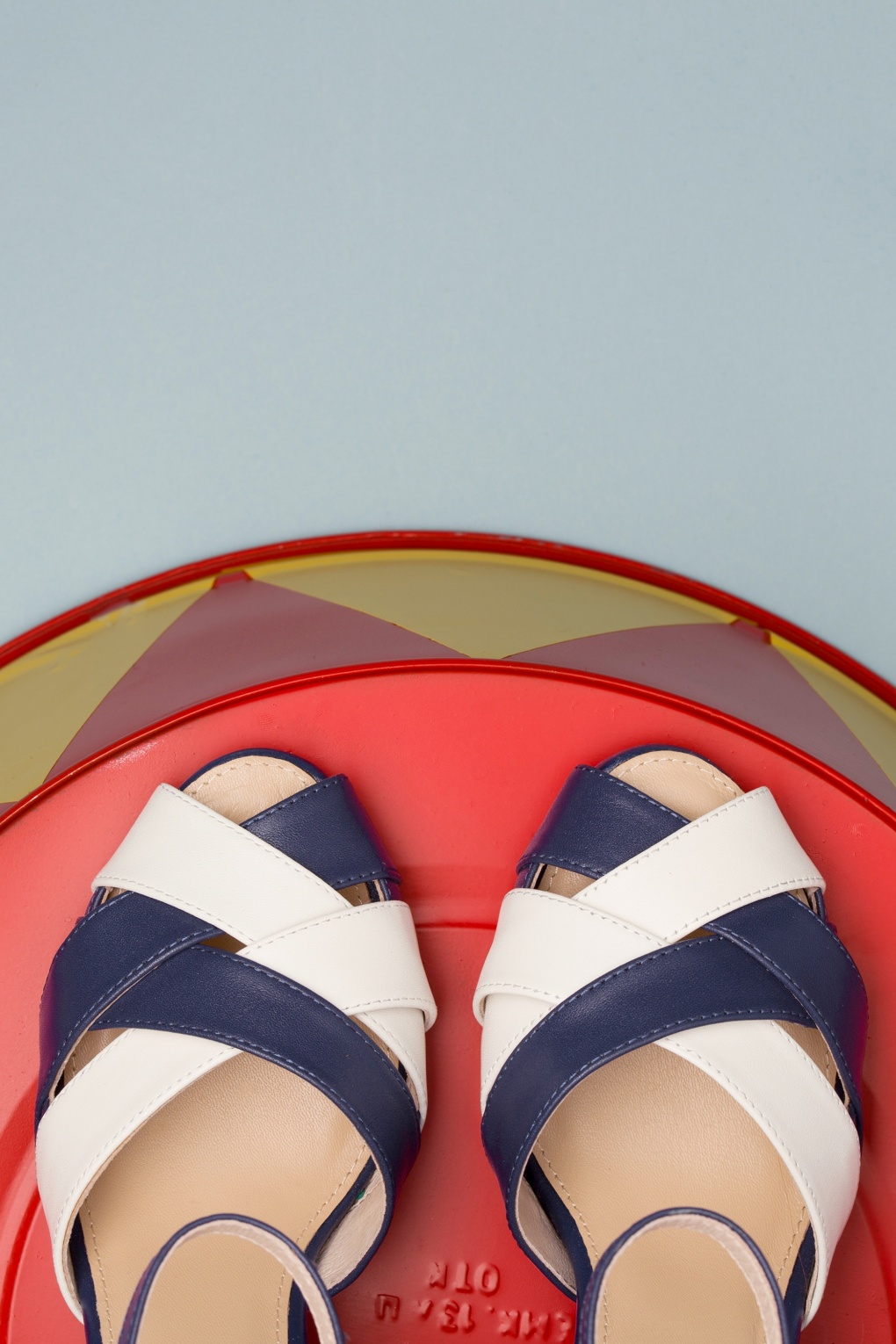 50s June Carnival Spectacular Peeptoe Pumps in Navy and Ivory