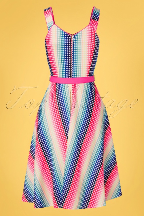 Vixen - Serene swing jurk met regenboogruit in multi 5
