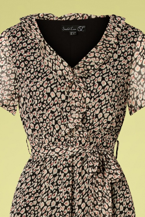 Smashed Lemon - Vajen maxi jurk met luipaardmotief in zwart 3