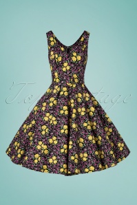 Timeless - 50s Ria Floral Swing Dress in Black 3