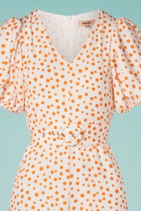 Timeless - 50s Catherine Dots Maxi Dress in Ivory and Ochre 3