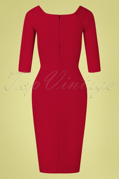 Vintage Chic for Topvintage - 50s Perla Pencil Dress in Dark Red 4