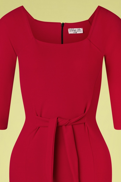 Vintage Chic for Topvintage - Perla Pencil Dress Années 50 en Rouge Profond 2