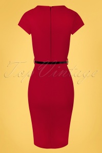 Vintage Chic for Topvintage - Kenzie pencil jurk in donkerrood 4