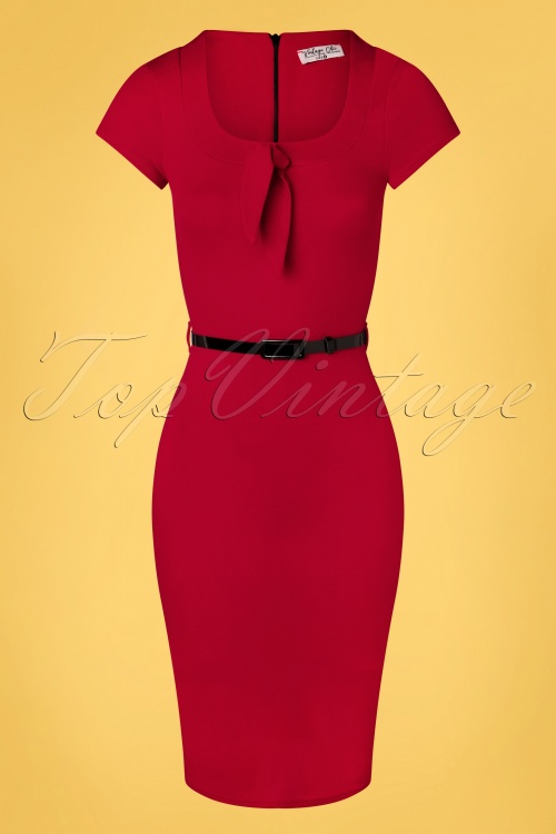 Vintage Chic for Topvintage - Kenzie pencil jurk in donkerrood