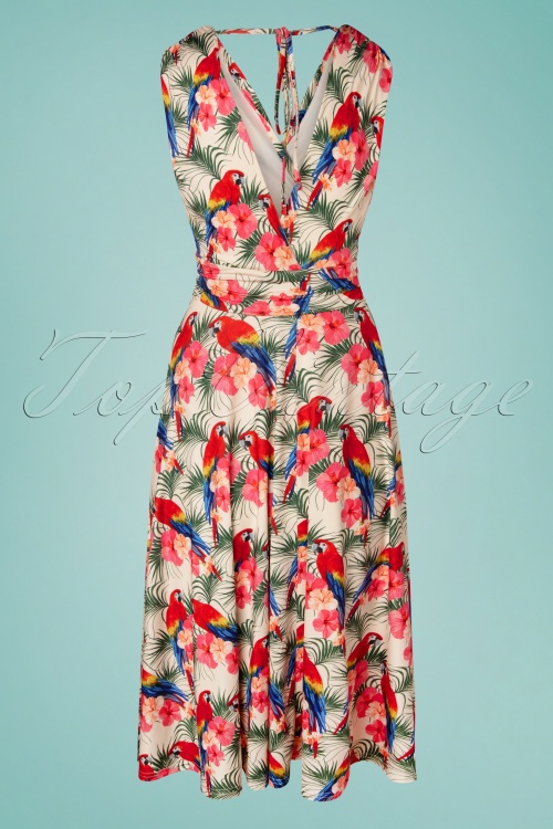 Vintage Chic for Topvintage - Jane Parrot Swing Dress Années 50 en Crème 2
