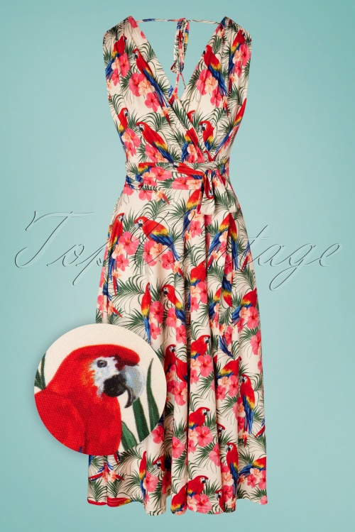 Vintage Chic for Topvintage - Jane Parrot Swing Dress Années 50 en Crème