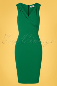 Vintage Chic for Topvintage - Renanda pencil jurk in smaragdgroen