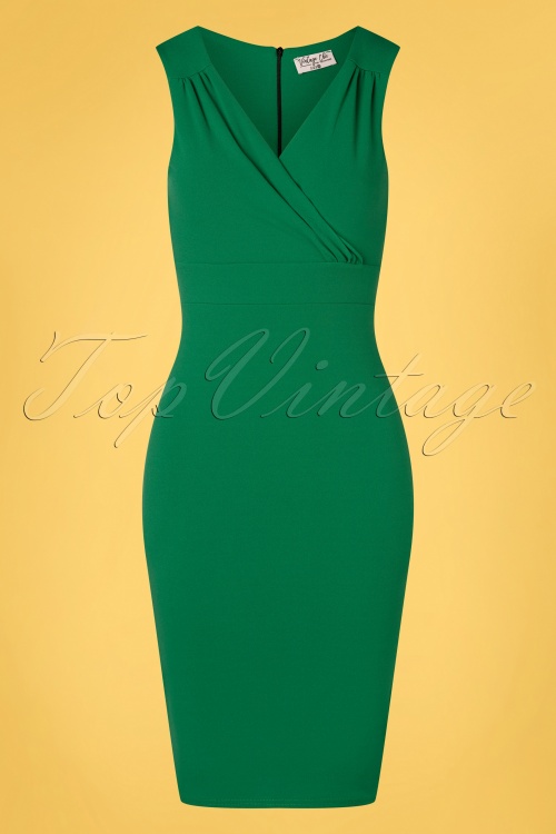 Vintage Chic for Topvintage - Renanda pencil jurk in smaragdgroen