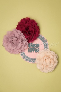 Urban Hippies - Haarbloemen set in Powderpuff, Chili en Lingerie Pink