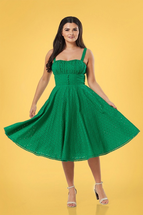 Timeless - Valerie swing jurk in smaragdgroen 2